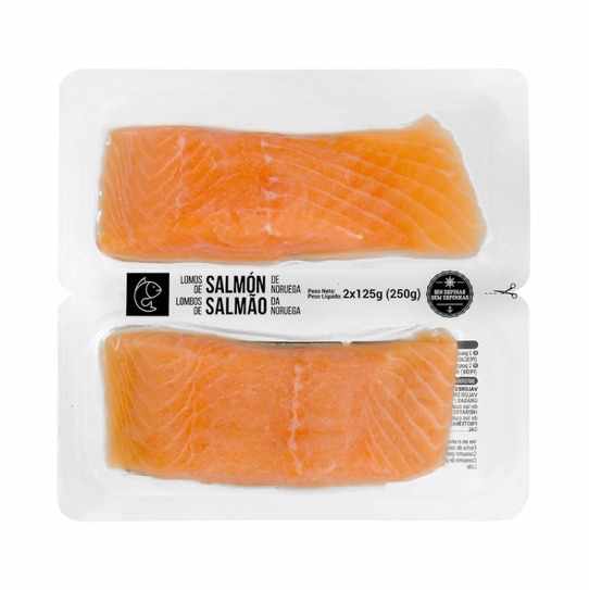 Skinless and boneless frozen salmon loin