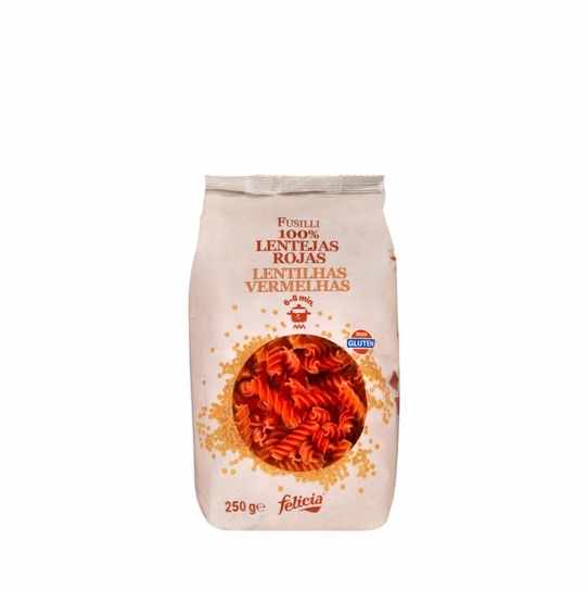 Fusilli pasta 100% red lentils Felicia