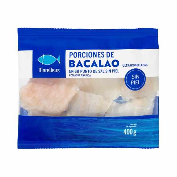 Deep-frozen skinless cod portions